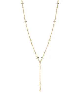 2028 14K Gold Tone Cross Chain Y Necklace 15" Adjustable