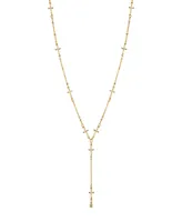 2028 14K Gold Tone Cross Chain Y Necklace 15" Adjustable