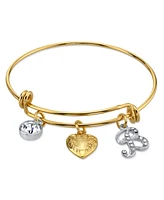 2028 14K Gold-Dipped Heart and Initial Crystal Charm Bracelet