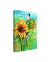 Melinda Hipsher 'Sunflower And Chickadee' Canvas Art - 16" x 24"