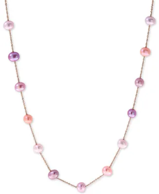 Effy Multicolor Cultured Freshwater Pearl (5-1/2mm) 18" Collar Necklace in 14k Rose Gold