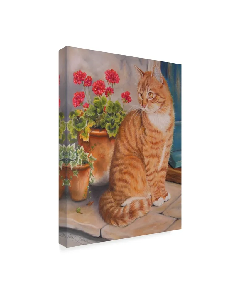 Janet Pidoux 'Ginger Cat On Doorstep' Canvas Art - 24" x 32"