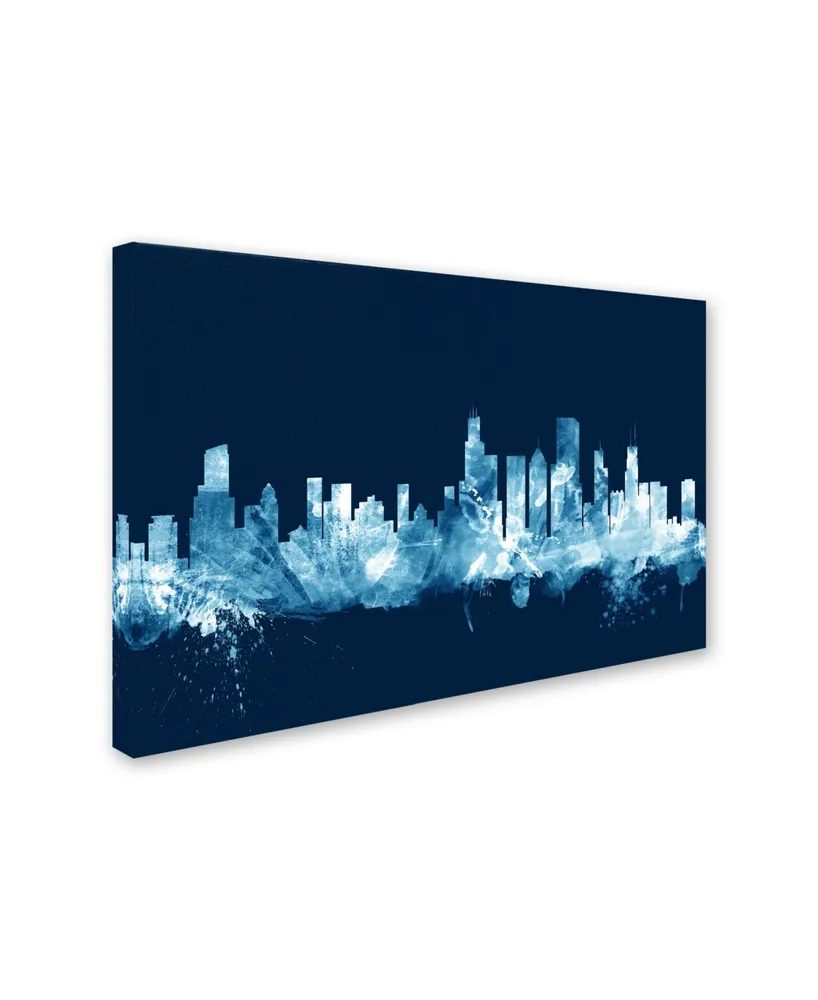 Michael Tompsett 'Chicago Illinois Skyline Navy' Canvas Art - 22" x 32"