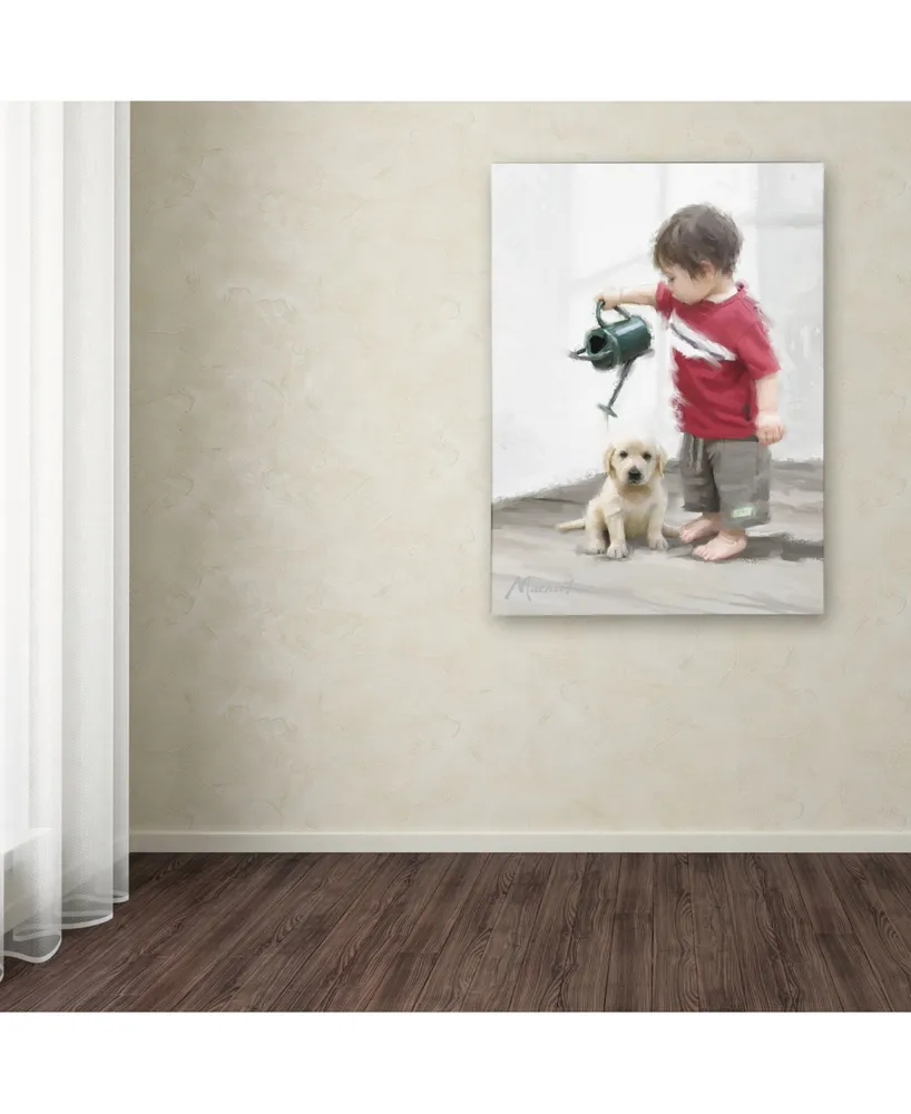 The Macneil Studio 'Boy and Puppy' Canvas Art - 14" x 19"