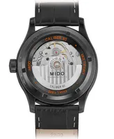 Mido Men's Swiss Automatic Multifort Dual Time Black Leather Strap Watch 42mm