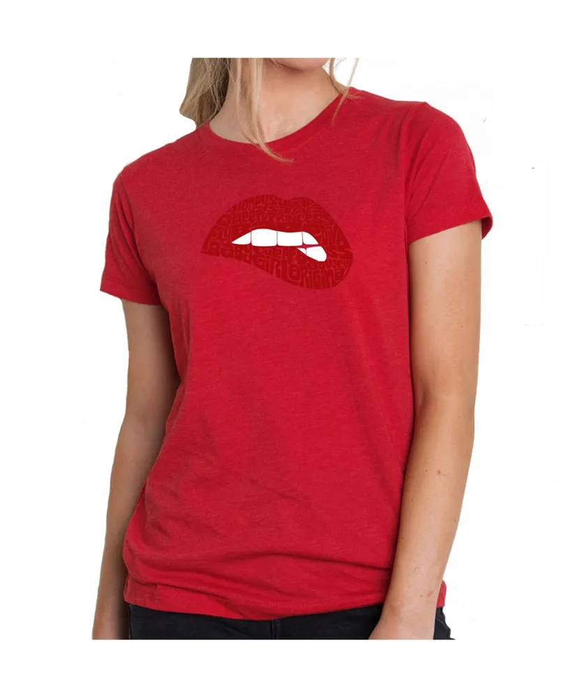 Women's Premium Word Art T-Shirt - Savage Lips