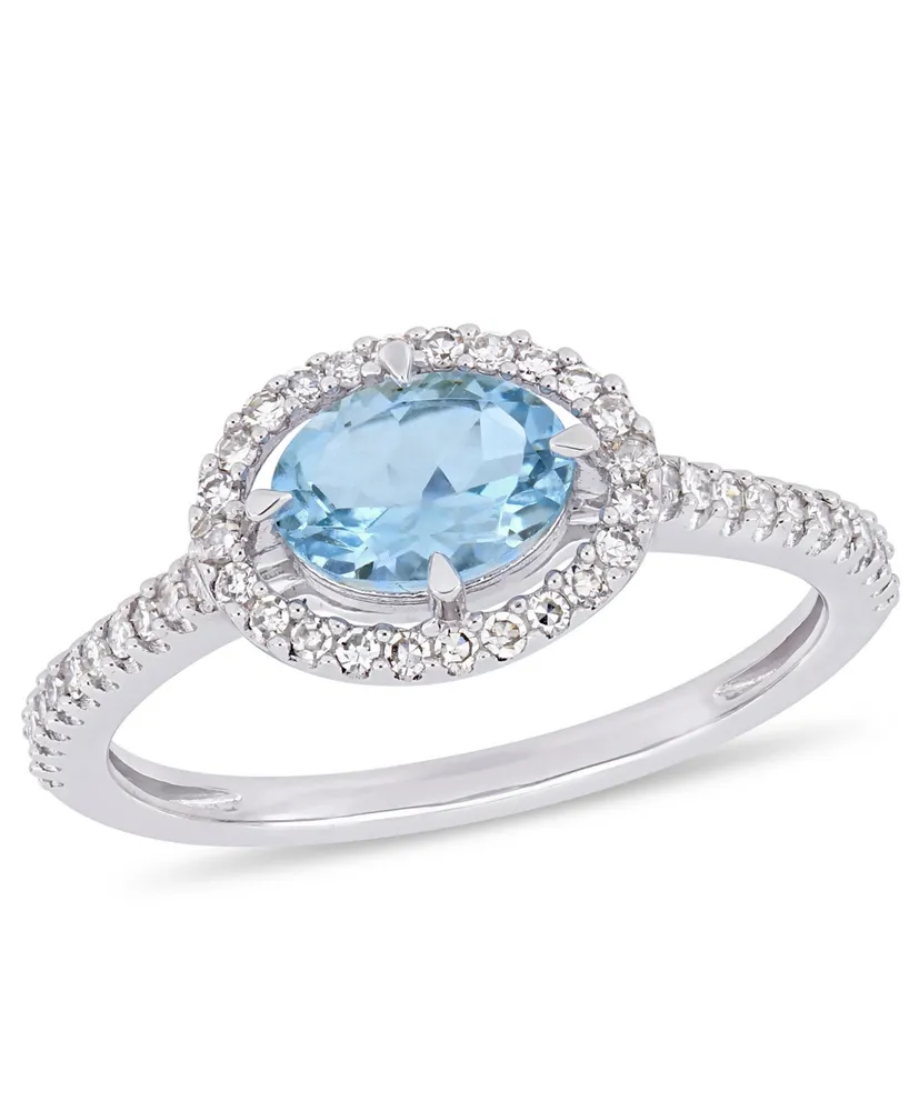 Aquamarine (5/8 ct.t.w.) and Diamond (1/4 Halo Ring 10k White Gold