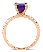 Amethyst (-/ ct.t.w.) and Diamond (1/10 Ring 10k Rose Gold