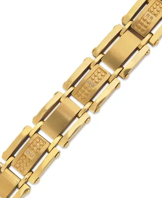 Men's Single-Cut Diamond Bracelet in Stainless Steel and Yellow Ion