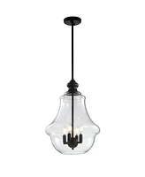 Jonathan Y Adam 16" Adjustable Metal/Glass Led Pendant