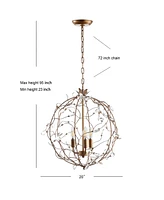 Jonathan Y Isabelle 20" Adjustable Metal/Glass Led Pendant