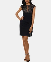 B&A by Betsy & Adam Ruched Lace Sheath Dress