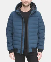 Dkny Men's Quilted Hooded Bomber Jacket