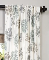 Half Price Drapes Allium Blue Grey Floral Printed Cotton Room Darkening Curtain