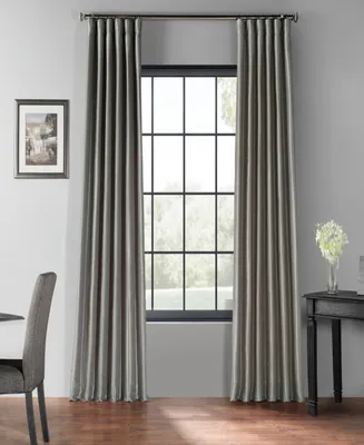 Half Price Drapes Silver Vintage Textured Faux Dupioni Silk Blackout Curtain