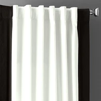 Half Price Drapes Fresh Popcorn & Black Bordered Vertical Printed Cotton Curtain