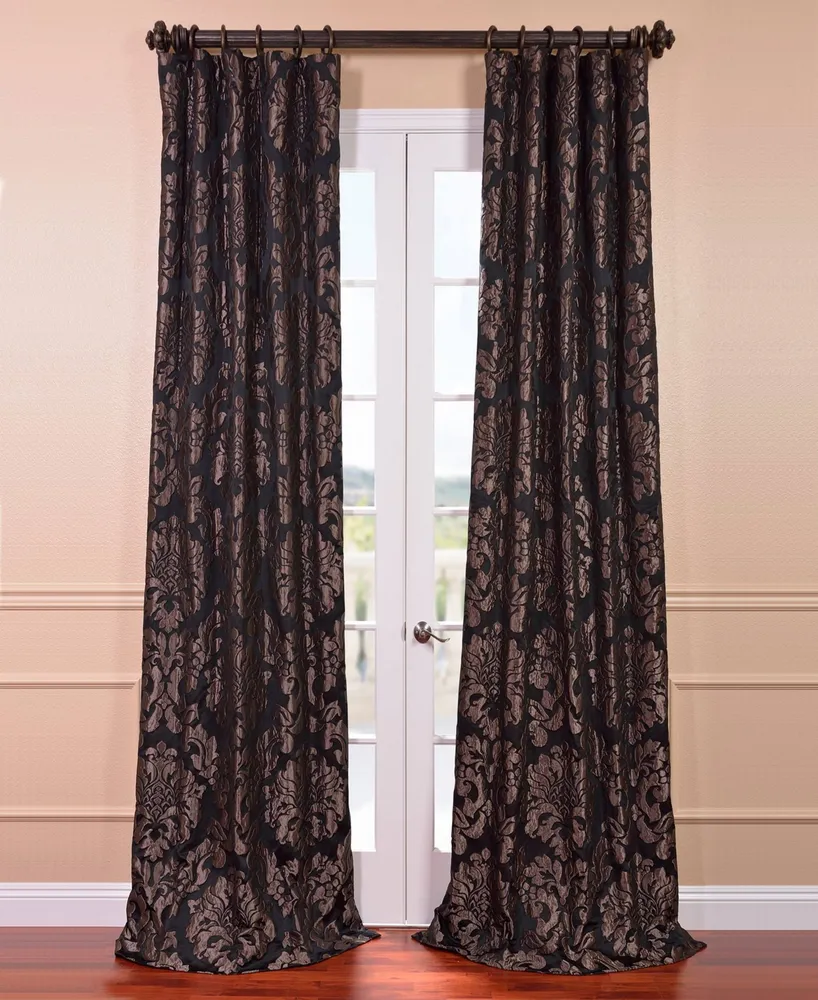 Half Price Drapes Astoria Black & Pewter Damask Faux Silk Jacquard Room Darkening Curtain