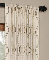 Half Price Drapes Suez Bronze Embroidered Striped Patterned Faux Linen Sheer Curtain