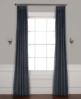 Half Price Drapes Distance Blue Grey Signature Velvet Blackout Curtain
