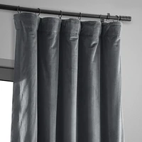 Half Price Drapes Distance Blue Grey Signature Velvet Blackout Curtain