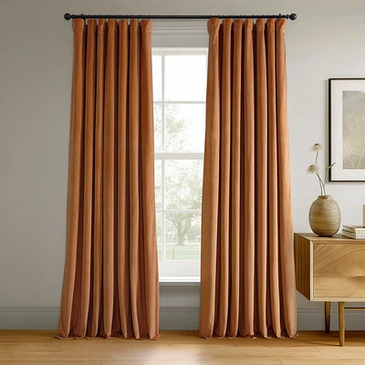 Half Price Drapes Burnt Pumpkin Signature Velvet Blackout Curtain