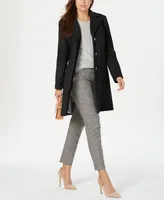 Calvin Klein Womens Single-Breasted Wool Blend Coat