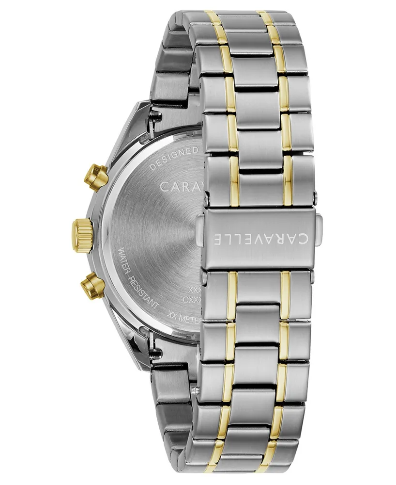 Caravelle Designed by Bulova Men's Chronograph Two-Tone Stainless Steel Bracelet Watch 44mm - Two