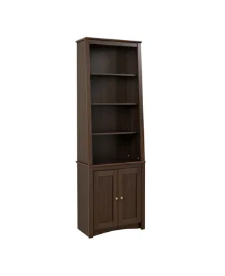 Prepac Tall Slant-Back Bookcase with 2 Shaker Doors