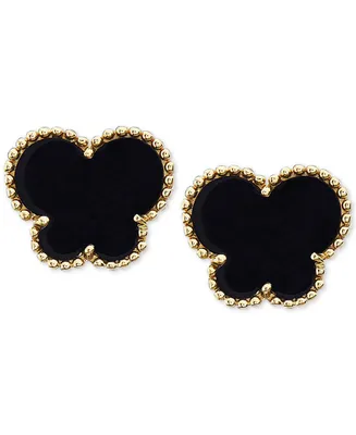 Effy Onyx (9 x 7 mm) Butterfly Stud Earrings in 14k Gold