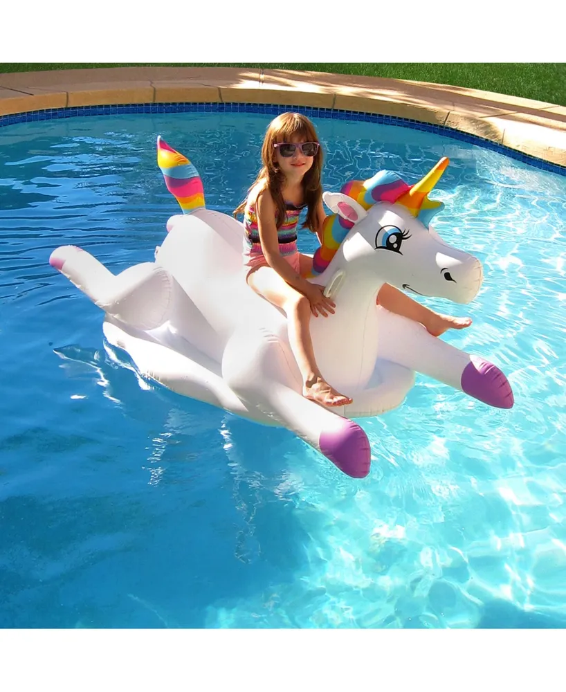 Blue Wave Sports Cloud Rider Rainbow Unicorn Inflatable Ride-On Swimming Pool Float