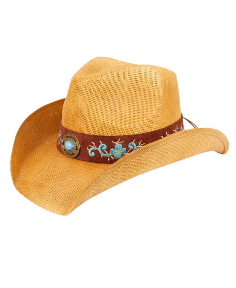 Epoch Hats Company Cowboy Hat with Floral Trim Band and Stud