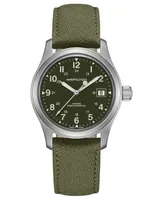 Hamilton Unisex Swiss Mechanical Khaki Field Green Canvas Strap Watch 38mm