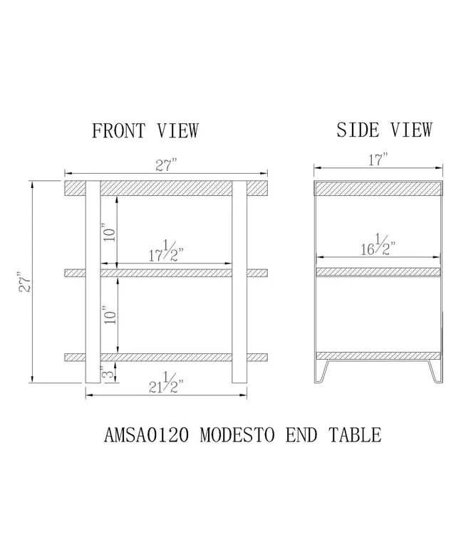 Alaterre Modesto Metal Strap and Reclaimed Wood End Table with Shelf,  Rustic Natural 