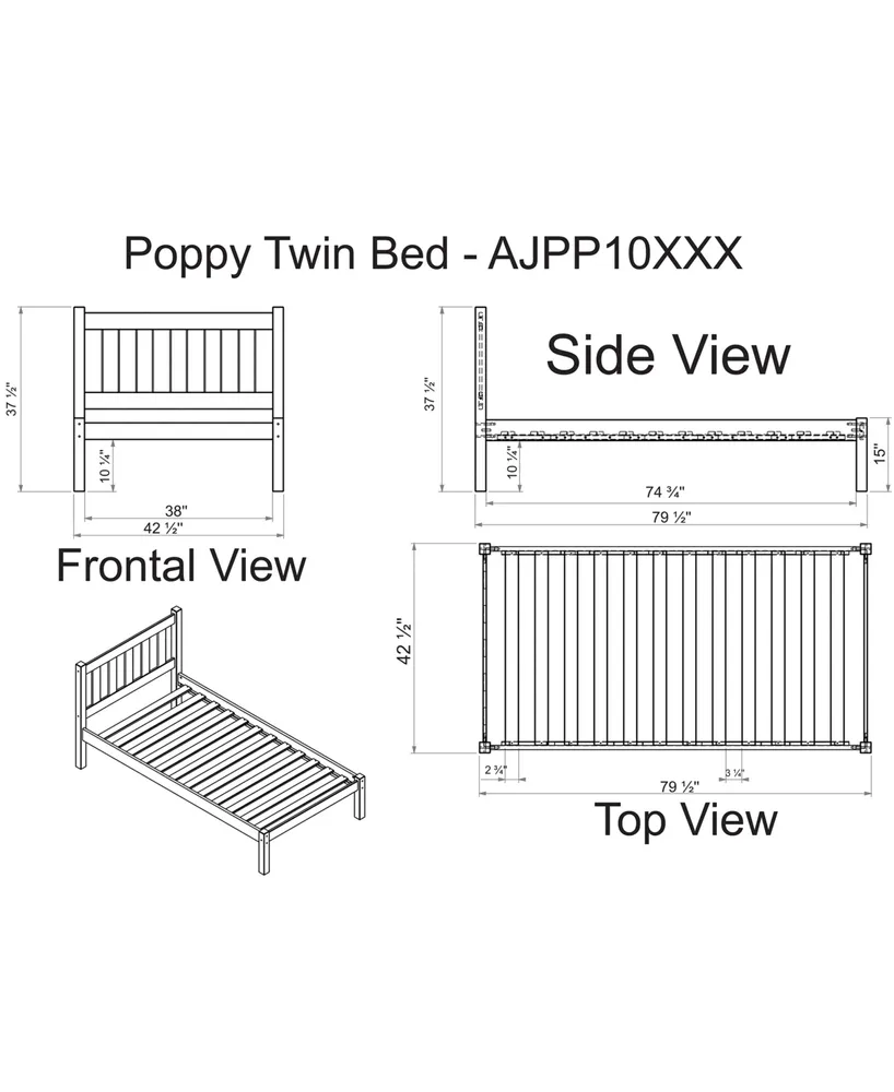 Alaterre Furniture Poppy Twin Bed with Storage Drawers