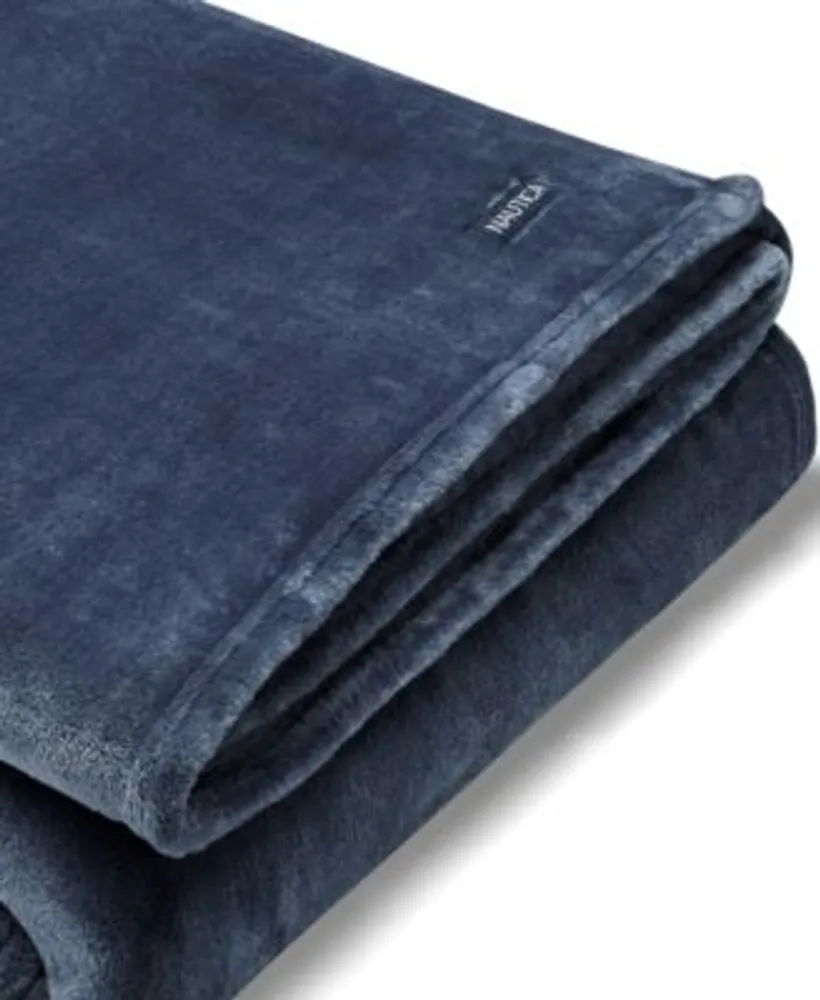 Nautica Solid Ultra Soft Plush Fleece Blankets
