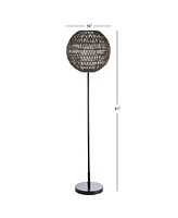 Jonathan Y Bea 61" Outdoor Woven Globe Led Floor Lamp