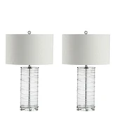 Jonathan Y Cole 27.5" Modern Fused Glass Cylinder Led Table Lamp - Set of 2