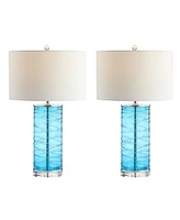 Jonathan Y Cole 27.5" Modern Fused Glass Cylinder Led Table Lamp - Set of 2