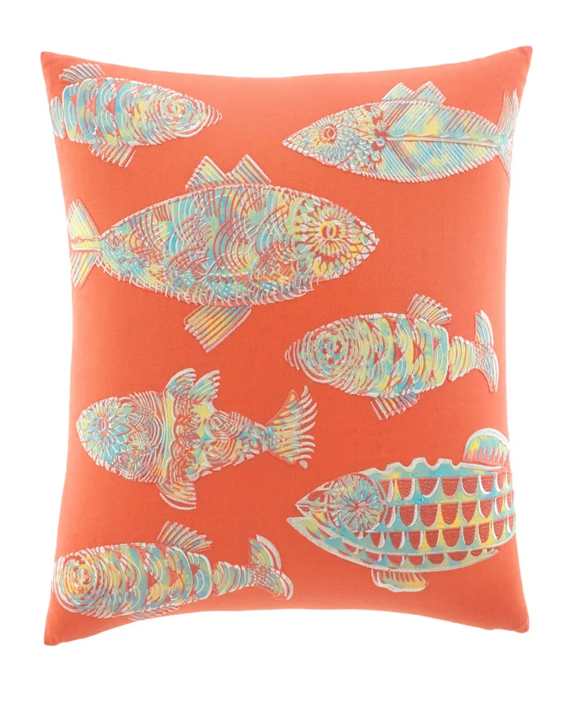 Tommy Bahama Batic Fish Sunset Orange Throw Pillow