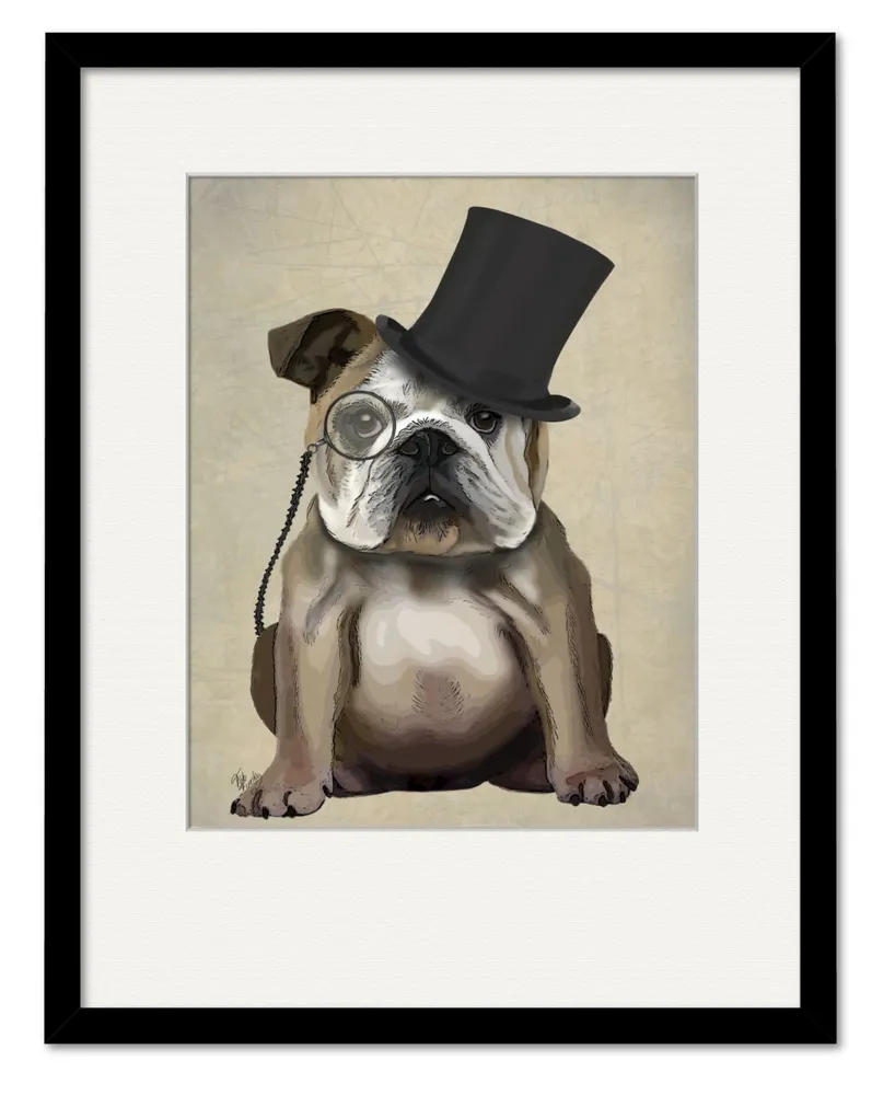 Courtside Market English Bulldog, Formal Hound and Hat 16" x 20" Framed and Matted Art