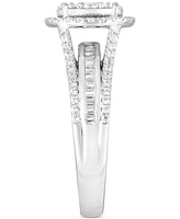 TruMiracle Diamond Round Halo Cluster Engagement Ring (1 ct. t.w.) in 10k White Gold