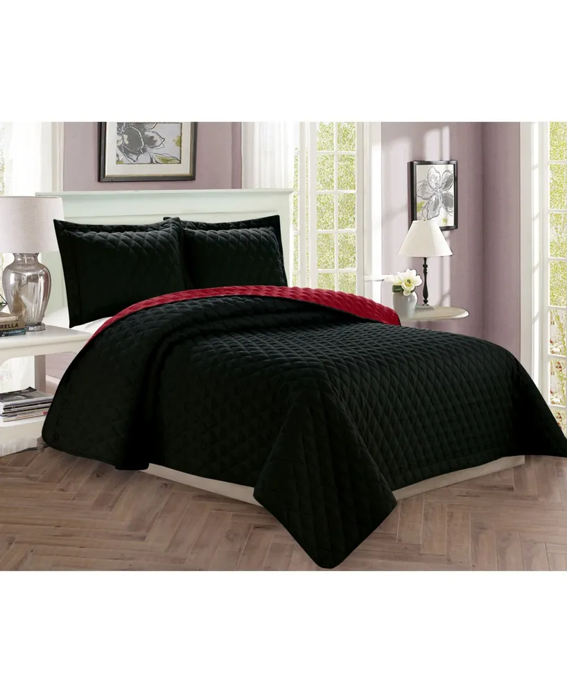 Elegant Comfort Luxury Diamond Design 3 Pc. Quilted Coverlet Set