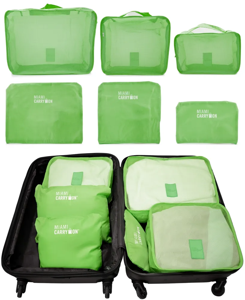 Miami CarryOn Set of 6 Neon Packing Cubes, Traveler's Luggage Organizer