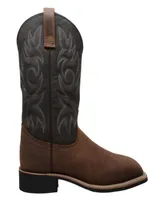 AdTec Men's 12" Work Western Square Toe Black/Brown