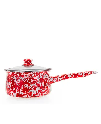 Golden Rabbit Red Swirl Enamelware Collection 5 Cup Sauce Pan