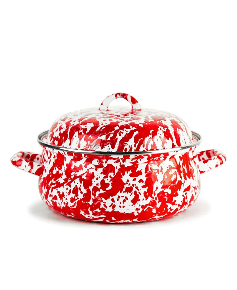 Golden Rabbit Red Swirl Enamelware Collection 4 Quart Dutch Oven