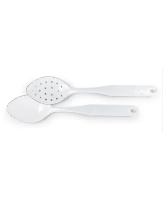 Golden Rabbit Solid White Enamelware Collection 2 Piece Spoon Set