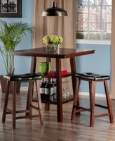 Orlando 3-Piece Set High Table, 2 Shelves with Cushion Seat Stools