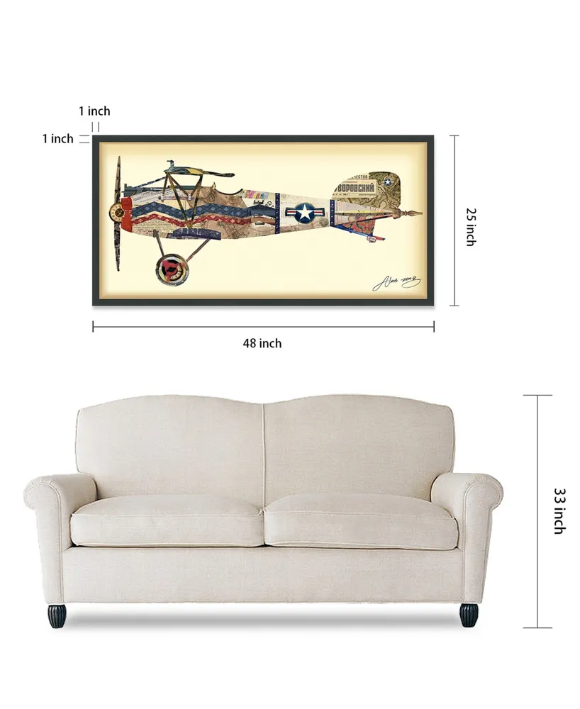 Empire Art Direct 'Antique Biplane 3' Dimensional Collage Wall Art - 25" x 48''