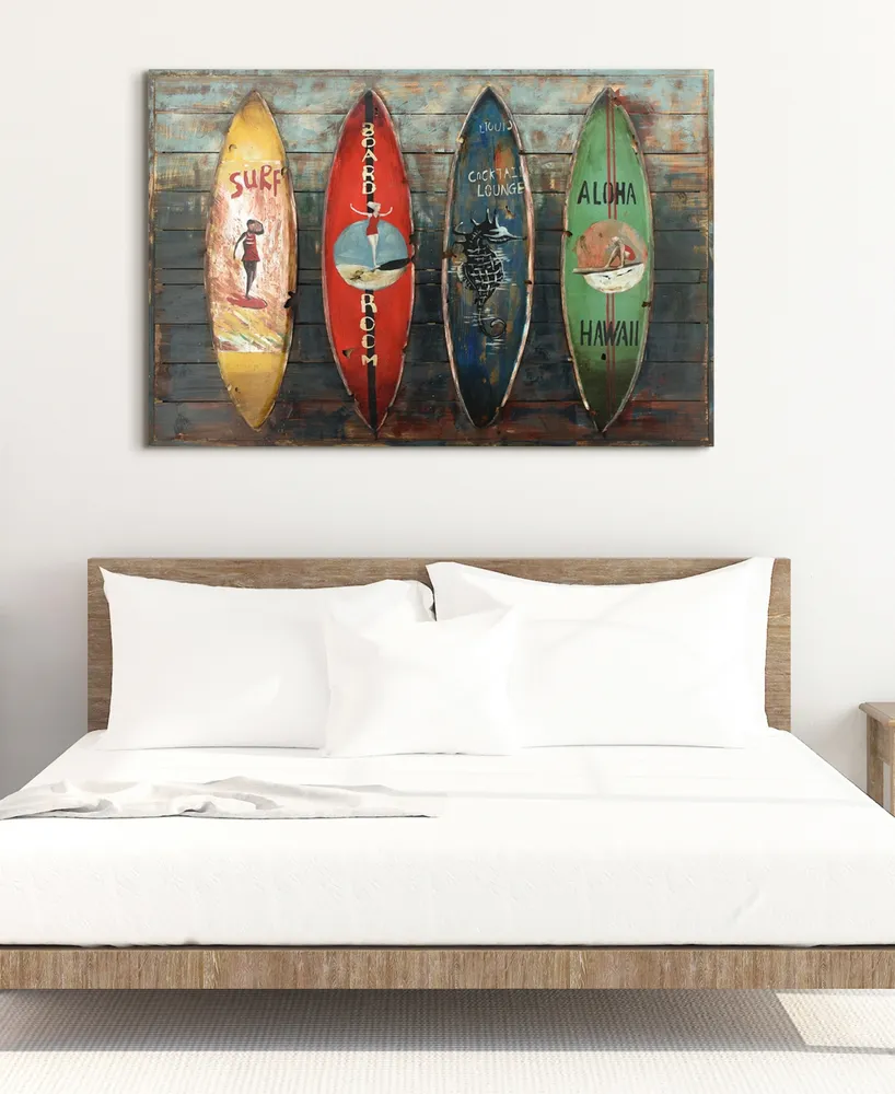 Empire Art Direct 'Surfboards' Metallic Handed Painted Rugged Wooden Blocks Wall Sculpture - 32" x 48"
